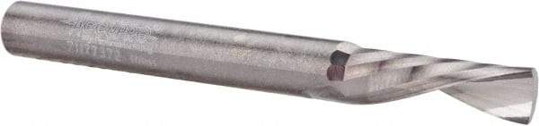Accupro - 1/4" Cutting Diam x 3/4" Length of Cut, 1 Flute, Downcut Spiral Router Bit - Uncoated, Right Hand Cut, Solid Carbide, 2-1/2" OAL x 1/4" Shank Diam, Single Edge, 21° Helix Angle - Apex Tool & Supply
