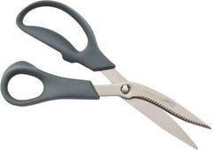 Clauss - 3-1/4" LOC, 8" OAL Titanium Standard Shears - Right Hand, Serrated, Glass Filled Nylon Offset Handle, For General Purpose Use - Apex Tool & Supply
