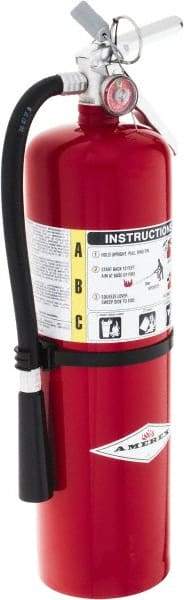 Amerex - 4-A:80B:C Rated, Dry Chemical Fire Extinguisher - 10Lb, 5" Diam x 20" High, 21' Discharge in 20 sec, Steel Cylinder - Apex Tool & Supply