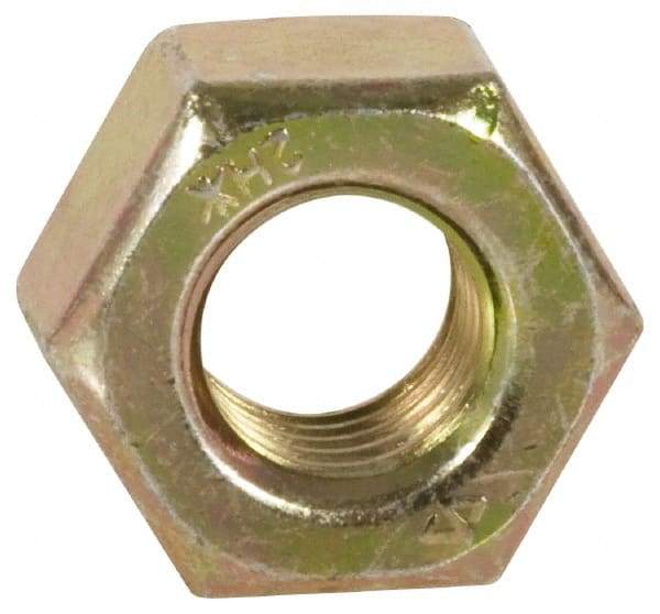 Value Collection - 1-8 UNC Steel Right Hand Heavy Hex Nut - 1-5/8" Across Flats, 63/64" High, Zinc Yellow Dichromate Finish - Apex Tool & Supply