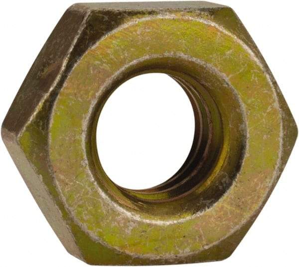Made in USA - 1/4-20 UN Steel Right Hand Machine Screw Hex Nut - 7/16" Across Flats, 0.193" High, Cadmium-Plated Finish - Apex Tool & Supply