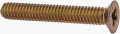 Made in USA - #8-32 UNC, 1-3/16" OAL Phillips Drive Machine Screw - Flat Head, Grade 3 Steel, Yellow Cadmium-Plated Finish, Without Washer - Apex Tool & Supply