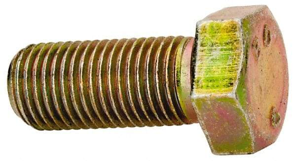 Made in North America - 3/8-24 UNF, 7/8" Length Under Head Hex Head Cap Screw - Grade 8 Alloy Steel, Zinc-Plated Finish, 9/16" Hex - Apex Tool & Supply