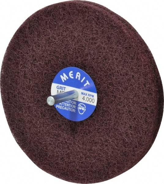 Merit Abrasives - 5" Diam, Medium Mounted Scrubber Buffing Wheel - 2 Ply, Medium Grade, 1/4" Shank Diam, 4,000 RPM - Apex Tool & Supply