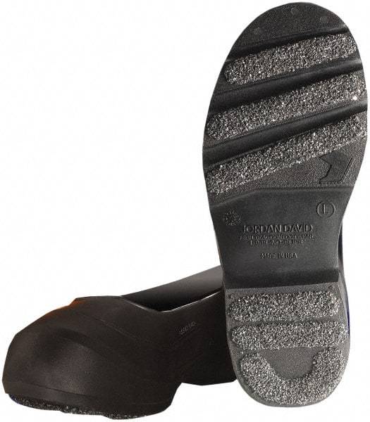 Winter Walking - Men's 10-11.5 (Women's 12-13.5) Traction Overshoes - 10" High, Plain Toe, Nonslip Sole, PVC Upper, Black - Apex Tool & Supply