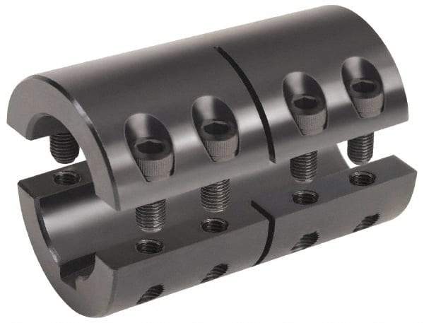 Climax Metal Products - 1 x 1/2" Bore, Steel, With Keyway Two Piece Split Shaft Collar - 1-3/4" Outside Diam, 3" Wide - Apex Tool & Supply