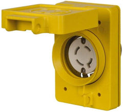 Value Collection - 480 VAC, 20 Amp, L16-20R NEMA, Self Grounding Receptacle - 3 Poles, 3 Wire, Female End, Yellow - Apex Tool & Supply