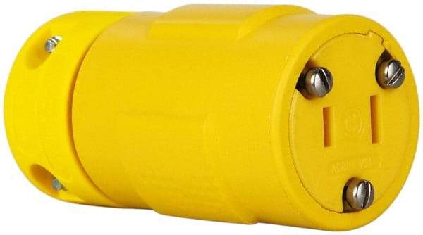 Value Collection - 125 VAC, 15 Amp, 1-15R NEMA, Straight, Ungrounded, Industrial Grade Connector - 2 Pole, 2 Wire, 1 Phase, Rubber, Yellow - Apex Tool & Supply
