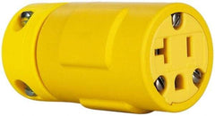 Value Collection - 125 VAC, 20 Amp, 5-20 NEMA, Straight, Ungrounded, Industrial Grade Connector - 2 Pole, 3 Wire, 1 Phase, Rubber, Yellow - Apex Tool & Supply