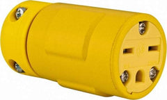 Value Collection - 250 VAC, 15 Amp, 6-15 NEMA, Straight, Ungrounded, Industrial Grade Connector - 2 Pole, 3 Wire, 1 Phase, Rubber, Yellow - Apex Tool & Supply