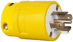 Value Collection - 277/480 VAC, 20 Amp, L22-20 NEMA, Straight, Self Grounding, Industrial Grade Plug - 4 Pole, 5 Wire, 3 Phase, Rubber, Yellow - Apex Tool & Supply