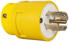 Value Collection - 347/600 VAC, 30 Amp, L23-30 NEMA, Straight, Ungrounded, Industrial Grade Plug - 4 Pole, 5 Wire, Rubber, Yellow - Apex Tool & Supply