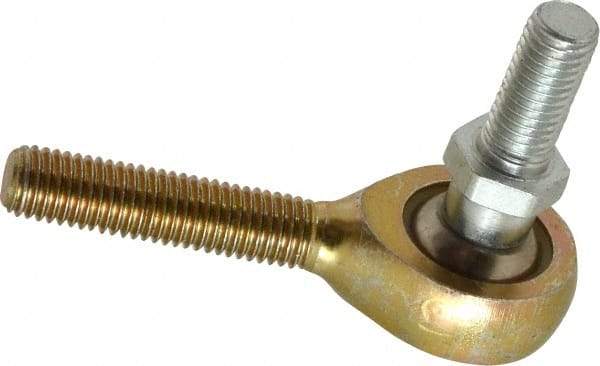 Alinabal - 1/4" ID, 3/4" Max OD, 1,650 Lb Max Static Cap, Spherical Rod End - 1/4-28 RH, 3/8" Shank Diam, 1" Shank Length, Steel with Molded Nyloy Raceway - Apex Tool & Supply