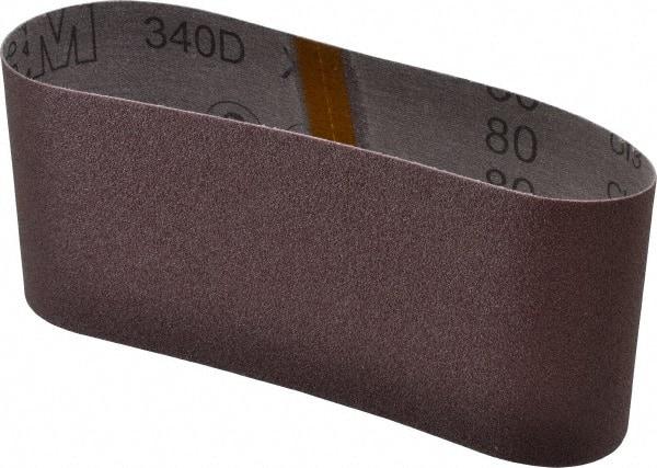 3M - 4" Wide x 21-3/4" OAL, 80 Grit, Aluminum Oxide Abrasive Belt - Aluminum Oxide, Medium, Coated, X Weighted Cloth Backing, Series 240D - Apex Tool & Supply