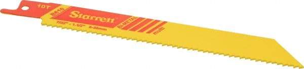 Starrett - 6" Long x 3/4" Thick, Bi-Metal Reciprocating Saw Blade - Straight Profile, 10 TPI, Toothed Edge, Universal Shank - Apex Tool & Supply