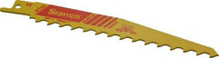 Starrett - 6" Long x 3/4" Thick, Bi-Metal Reciprocating Saw Blade - Tapered Profile, 3 TPI, Toothed Edge, Universal Shank - Apex Tool & Supply