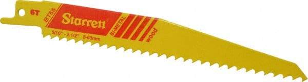 Starrett - 6" Long x 3/4" Thick, Bi-Metal Reciprocating Saw Blade - Tapered Profile, 6 TPI, Toothed Edge, Universal Shank - Apex Tool & Supply