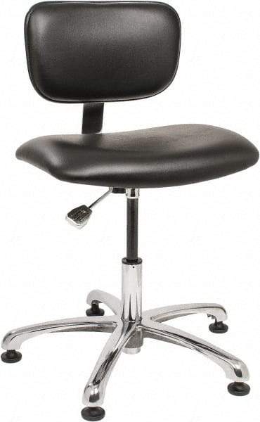 Bevco - Clean Room Swivel Chair - 20" Wide x 17" Deep, Vinyl Seat, Black - Apex Tool & Supply