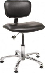 Bevco - Clean Room Swivel Chair - 20" Wide x 17" Deep, Vinyl Seat, Black - Apex Tool & Supply