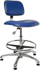 Bevco - Clean Room Swivel Chair - 20" Wide x 17" Deep, Vinyl Seat, Blue - Apex Tool & Supply