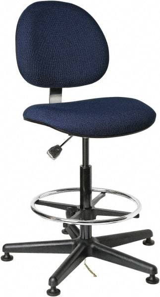 Bevco - ESD Swivel Stool - 18" Wide x 18" Deep, Conductive Cloth Seat, Navy Blue - Apex Tool & Supply