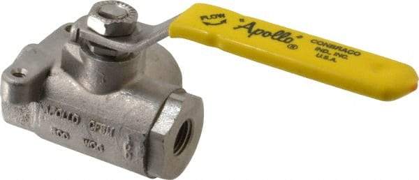 Apollo - 1/4" Pipe, Standard Port, Stainless Steel Standard Ball Valve - 2 Piece, Three Way, FNPT x FNPT Ends, Lever Handle, 800 WOG - Apex Tool & Supply