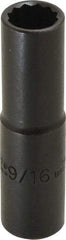 Proto - 9/16", 1/2" Drive, Deep Hand Socket - 12 Points, 3-1/4" OAL, Alloy Steel, Black Finish - Apex Tool & Supply