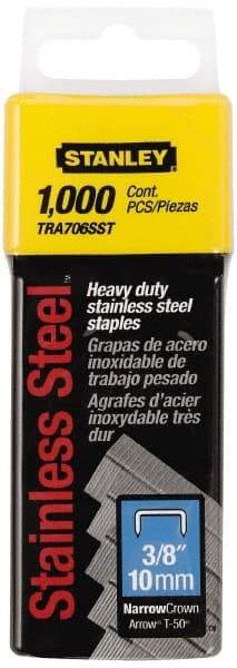 Stanley - 27/64" Wide Stainless Steel Narrow Crown Staples - 3/8" Leg Length - Apex Tool & Supply