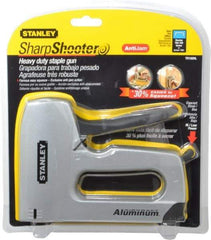 Stanley - Manual Staple Gun - 1/4, 5/16, 3/8, 1/2, 9/16" Staples, Yellow & Black, Aluminum - Apex Tool & Supply