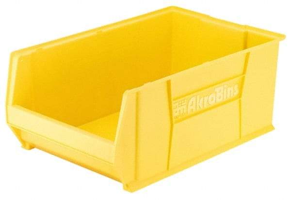 Akro-Mils - 200 Lb. Load Capacity, 20" Deep, Yellow Polymer Hopper Stacking Bin - 8" High x 12-3/8" Wide x 20" Long - Apex Tool & Supply