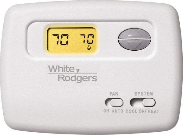 White-Rodgers - 45 to 90°F, 1 Heat, 1 Cool, Digital Nonprogrammable Thermostat - 20 to 30 Volts, Horizontal Mount, Manual Switch - Apex Tool & Supply