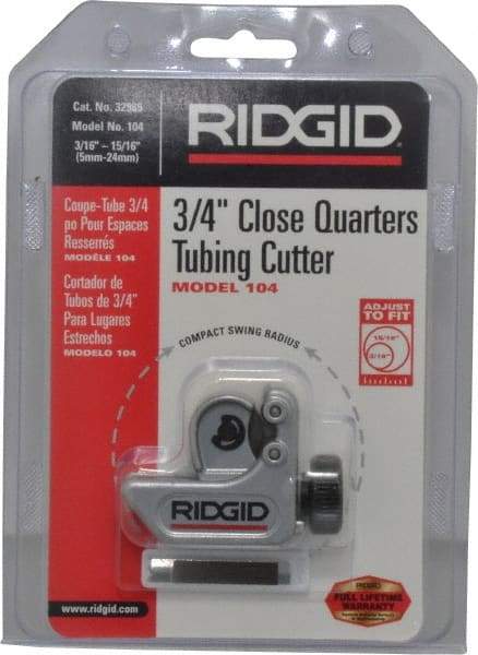 Ridgid - 3/16" to 15/16" Pipe Capacity, Mini Tube Cutter - Cuts Copper, Aluminum, Brass, Plastic - Apex Tool & Supply
