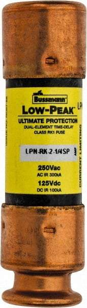 Cooper Bussmann - 125 VDC, 250 VAC, 2.25 Amp, Time Delay General Purpose Fuse - Fuse Holder Mount, 50.8mm OAL, 100 at DC, 300 at AC (RMS) kA Rating, 9/16" Diam - Apex Tool & Supply