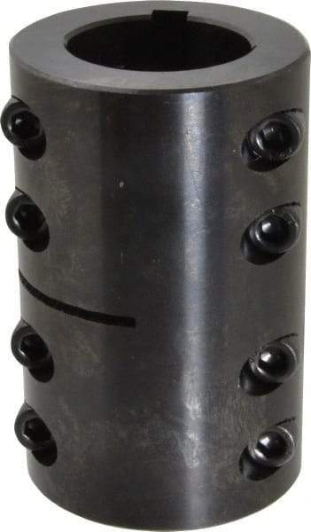 Climax Metal Products - 1-1/4" Inside x 2-1/16" Outside Diam, Two Piece Rigid Coupling with Keyway - 3-1/4" Long x 1/4" Keyway Width x 1/8" Keyway Depth - Apex Tool & Supply