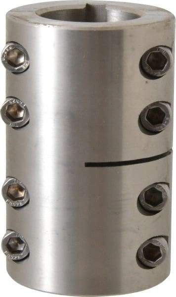 Climax Metal Products - 1-1/4" Inside x 2-1/16" Outside Diam, Two Piece Rigid Coupling with Keyway - 3-1/4" Long x 1/4" Keyway Width x 1/8" Keyway Depth - Apex Tool & Supply