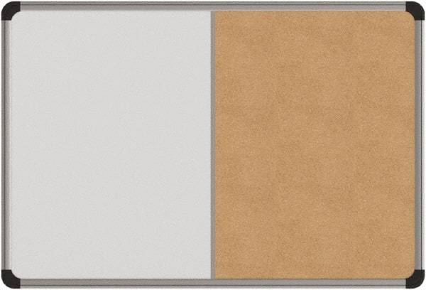 UNIVERSAL - 24" Wide x 18" High Dry Erase Combination Cork Bulletin Board - Melamine, Natural & White - Apex Tool & Supply