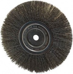 Weiler - 8" OD, 5/8" Arbor Hole, Crimped Steel Wheel Brush - 3/4" Face Width, 2-1/16" Trim Length, 0.008" Filament Diam, 6,000 RPM - Apex Tool & Supply