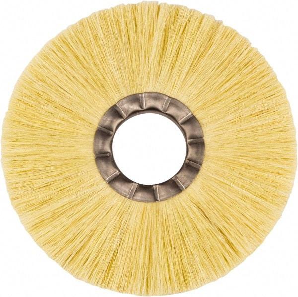 Weiler - 8" OD, 2" Arbor Hole, Natural Fiber Wheel Brush - 5/8" Face Width, 2-1/2" Trim Length, 5,000 RPM - Apex Tool & Supply