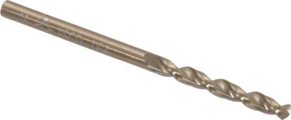 Cleveland - #35 135° Parabolic Flute Cobalt Screw Machine Drill Bit - Oxide/Gold Finish, Right Hand Cut, 7/8" Flute Length, 1-7/8" OAL, Split Point, Straight Shank - Apex Tool & Supply
