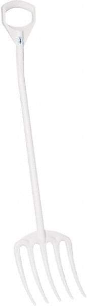 Vikan - Fork with 38" D-Grip Handle - 5 Tines, 10-1/2" Tine Length - Apex Tool & Supply