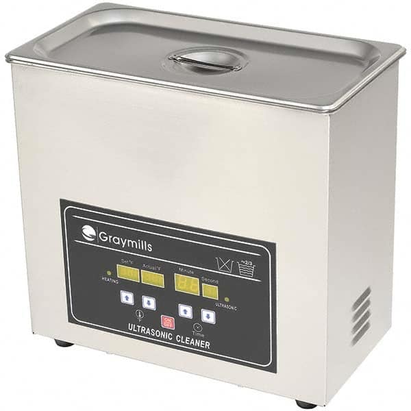 Ultrasonic Cleaner: Bench Top 120V, 5-7/8″ Deep x 11-7/8″ Long x 5-7/8″ Wide Inside Tank Dimensions, 304 Stainless Steel Tank