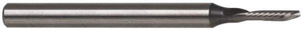 Accupro - 1/4" Cutting Diam x 1-1/4" Length of Cut, 1 Flute, Downcut Spiral Router Bit - Uncoated, Right Hand Cut, Solid Carbide, 3" OAL x 1/4" Shank Diam, Single Edge, 21° Helix Angle - Apex Tool & Supply