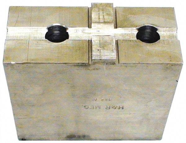 H & R Manufacturing - Tongue & Groove Attachment, Square Soft Lathe Chuck Jaw - Aluminum, 3" Btw Mount Hole Ctrs, 5-5/8" Long x 2-1/2" Wide x 3-5/16" High, 1/2" Groove - Apex Tool & Supply