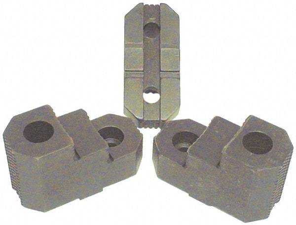 H & R Manufacturing - 15 to 24" Chuck Diam Compatibility, Mild Carburized Steel Tongue & Groove Hard Lathe Top Jaws - 2 Steps, 1/2" Groove Width, 2-1/2" Wide x 5.35" Long x 3-15/32" High - Apex Tool & Supply