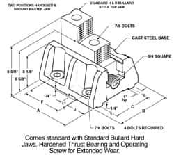 H & R Manufacturing - 12" Max Chuck Diam Compatibility, Cast Steel (Base) Bullard Hard Lathe Master Jaws - 10" Wide x 12" Long x 8-5/8" High - Apex Tool & Supply