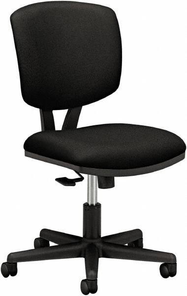 Hon - 18-3/4" High Pneumatic Height Adjustable Chair - 18" Wide x 18" Deep, 100% Polyester Seat, Black - Apex Tool & Supply