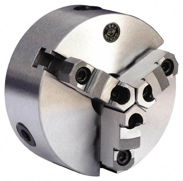 Gibraltar - 3 Jaws, 6" Diam, Self Centering Manual Lathe Chuck - L-00 Mount Spindle, Reversible, 2,500 Max RPM, 1.5748" Through Hole Diam, 0.0012" Axial Runout, 0.0012" Radial Runout, Cast Iron - Apex Tool & Supply