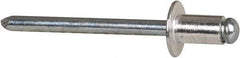 RivetKing - Size 62 Dome Head Aluminum Open End Blind Rivet - Steel Mandrel, 0.02" to 1/8" Grip, 3/8" Head Diam, 0.192" to 0.196" Hole Diam, 0.325" Length Under Head, 3/16" Body Diam - Apex Tool & Supply