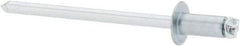 RivetKing - Size 42 Dome Head Steel Open End Blind Rivet - Steel Mandrel, 0.063" to 1/8" Grip, 1/4" Head Diam, 0.129" to 0.133" Hole Diam, 0.275" Length Under Head, 1/8" Body Diam - Apex Tool & Supply