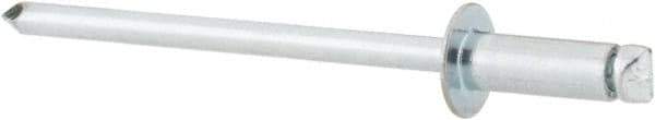 RivetKing - Size 43 Dome Head Steel Open End Blind Rivet - Steel Mandrel, 0.126" to 0.187" Grip, 1/4" Head Diam, 0.129" to 0.133" Hole Diam, 0.337" Length Under Head, 1/8" Body Diam - Apex Tool & Supply